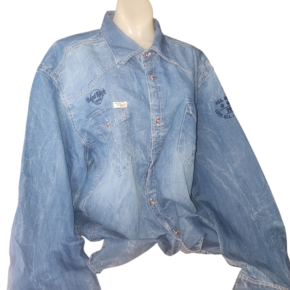 Hard Rock Cafe Blue Button Down Shirt